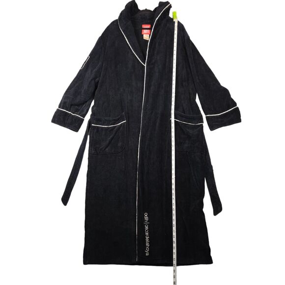 Oscar De La Hoya Mens Small Medium Bathrobe Black Hooded Boxing Athletic Lounge - Picture 6 of 13